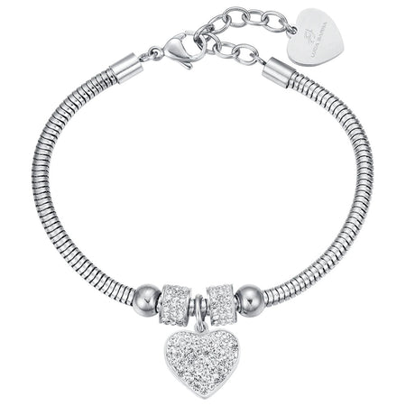 Luca Barra - BRACCIALE DONNA IN ACCIAIO CON CUORE E CRISTALLI BIANCHI