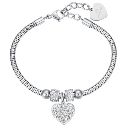 Luca Barra - BRACCIALE DONNA IN ACCIAIO CON CUORE E CRISTALLI BIANCHI