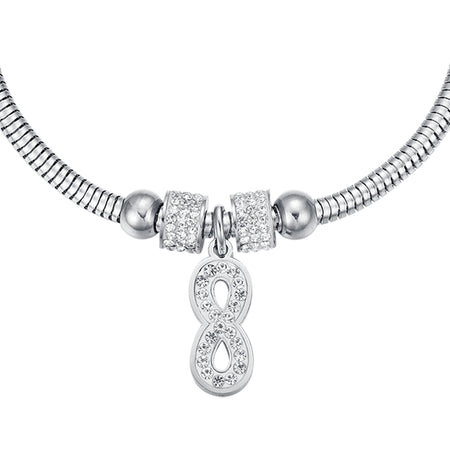 Luca Barra - BRACCIALE DONNA IN ACCIAIO INFINITO CON CRISTALLI BIANCHI
