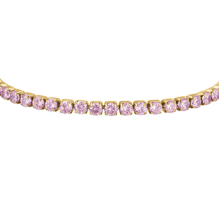Luca Barra -  BRACCIALE TENNIS DONNA IN ACCIAIO IP GOLD CON CRISTALLI ROSA