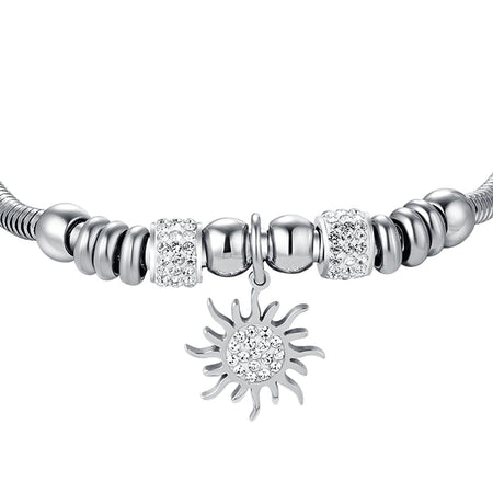 Luca Barra -  BRACCIALE DONNA IN ACCIAIO CON SOLE CON CRISTALLI BIANCHI