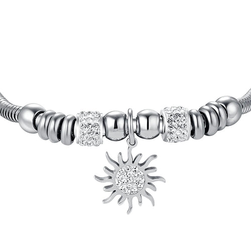 Luca Barra -  BRACCIALE DONNA IN ACCIAIO CON SOLE CON CRISTALLI BIANCHI