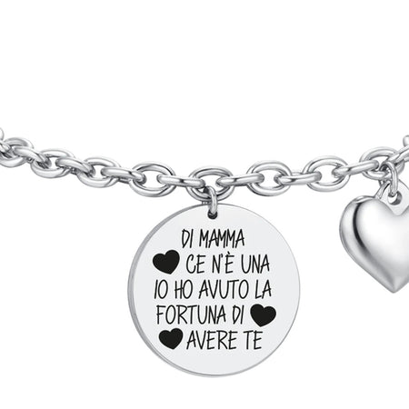 Luca Barra -  BRACCIALE DONNA IN ACCIAIO DI MAMMA CE N'E' UNA IO HO AVUTO LA FORTUNA DI AVERE TE