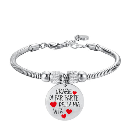 Luca Barra - BRACCIALE DONNA IN ACCIAIO GRAZIE DI FAR PARTE DELLA MIA VITA