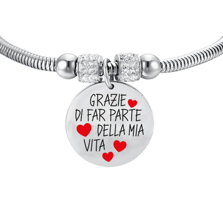 Luca Barra - BRACCIALE DONNA IN ACCIAIO GRAZIE DI FAR PARTE DELLA MIA VITA
