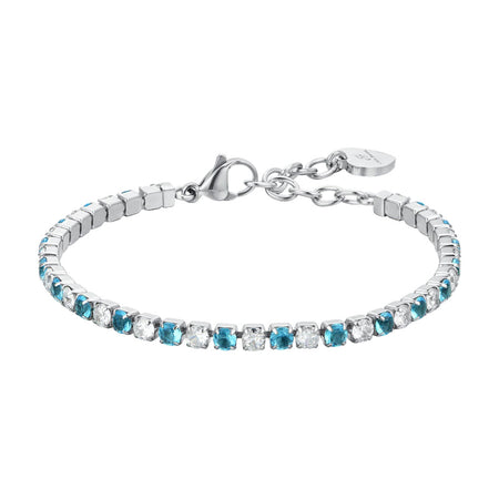 Luca Barra - BRACCIALE TENNIS DONNA CRISTALLI AZZURRI E BIANCHI