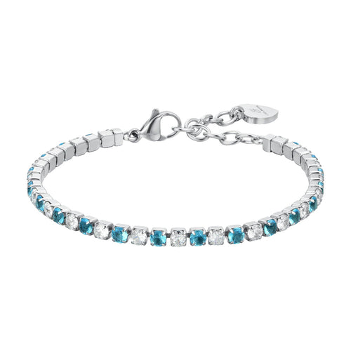 Luca Barra - BRACCIALE TENNIS DONNA CRISTALLI AZZURRI E BIANCHI