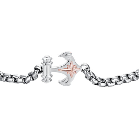 Luca Barra  -  BRACCIALE UOMO IN ACCIAIO ANCORA E ROSA DEI VENTI