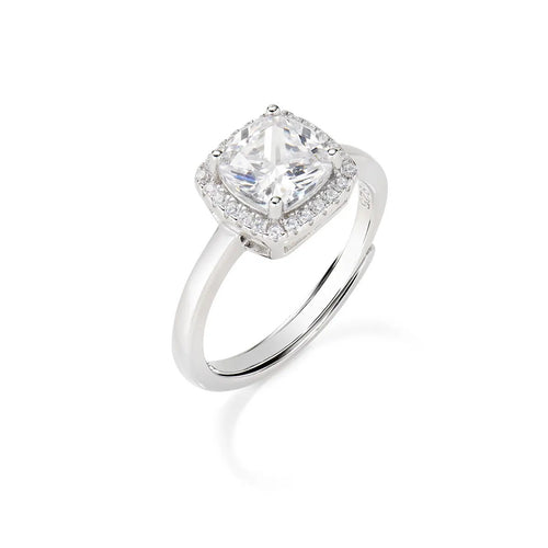 AMEN - Anello Lady Regolabile con Zircone Bianco Taglio Radiant
