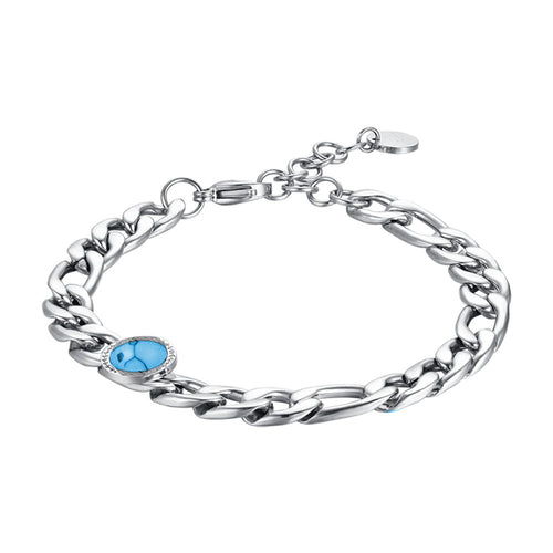 Luca Barra - BRACCIALE UOMO IN ACCIAIO CON PIETRA TURCHESE