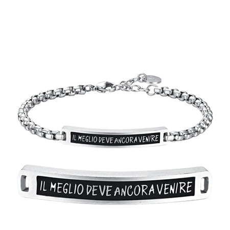 Luca Barra  -  BRACCIALE UOMO IN ACCIAIO PIASTRA IL MEGLIO DEVE ANCORA VENIRE