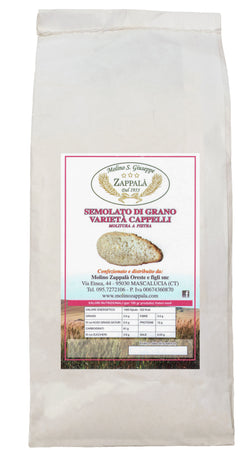 1Kg Semolato  (Molitura a Pietra) di Grano varietà Cappelli  "Molino Zappalà"