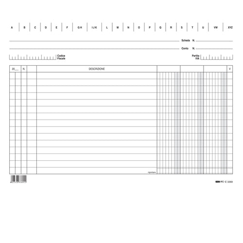 100 Schede 3 Colonne Orizzontali 17X24Cm E3369Bl