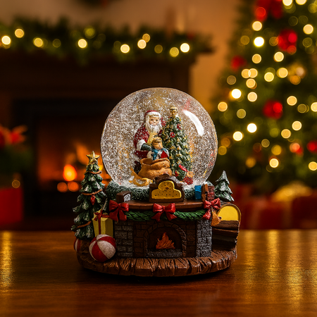 Carillon palla di neve con movimento musiche e luci per decorazioni natalizie