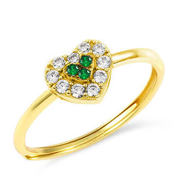 Evideence -  ANELLO ARGENTO 925 GOLD ZIRCONI BIANCHI E PIETRE SMERALDO