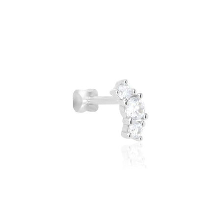 Stroili - Orecchino  Piercing Tragus Helix Conch Bon Ton Oro Bianco Cubic Zirconia