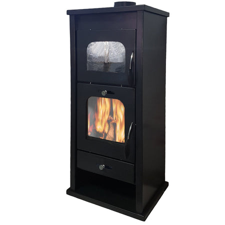 Stufa a legna "Gran Paradiso" 13 kw con forno h 109 cm in acciaio verniciato caminetto "Made in Italy"