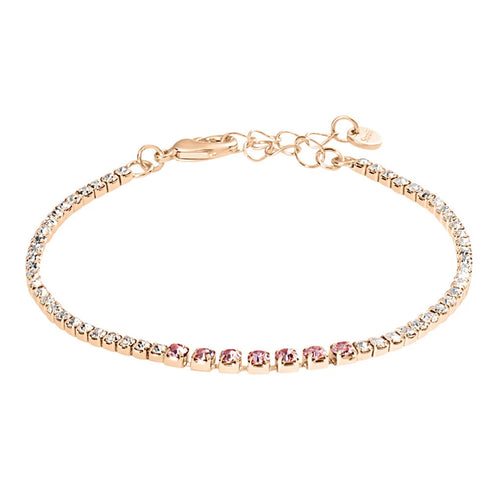 Stroili - Bracciale Tennis Romantic Shine Metallo Rosa Cristallo