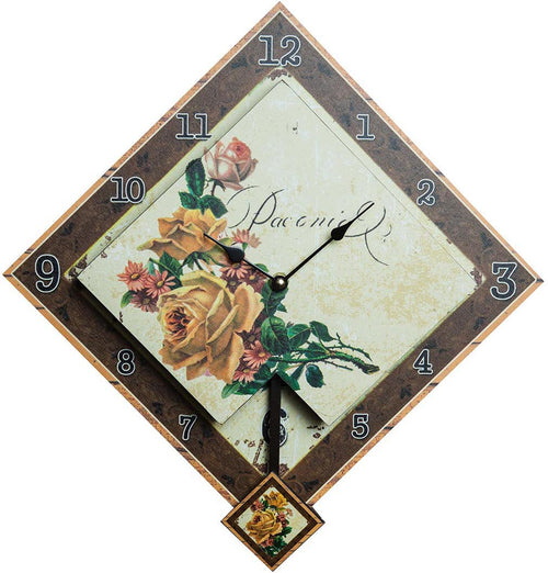 Biscottini Biscottini Orologio Pendolo da Parete Legno MDF Meccanismo Batteria 30x5.5x30