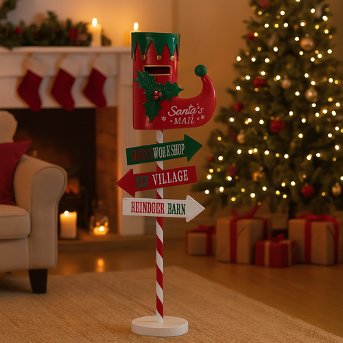 Casella posta natalizia con luce led e segnali per decorazioni natalizie
