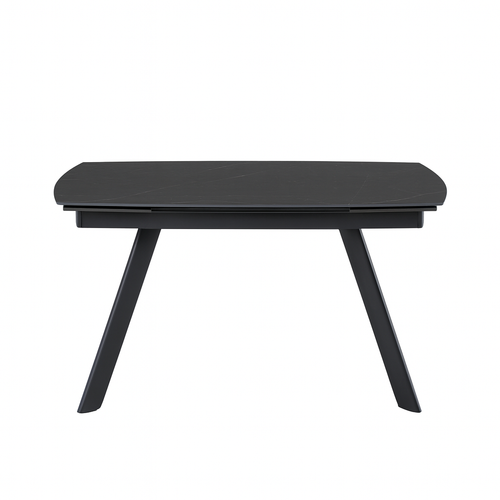 Tavolo Deneb con gambe e piano in ceramica effetto marmo, design moderno, 140/210 x 110 x h 75 cm