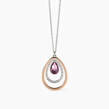 2Jewels -  Collana Girocollo in acciaio 316L PVD rosé vetro cristalli
