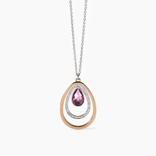 2Jewels -  Collana Girocollo in acciaio 316L PVD rosé vetro cristalli