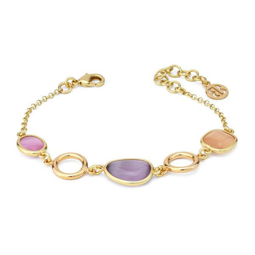 Boccadamo - Bracciale placcato oro giallo con cristalli multicolor e moduli circolari
