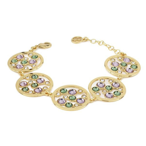 Boccadamo - Bracciale cerchi placcato oro giallo con cristalli crystal, verde erinite e light ametista