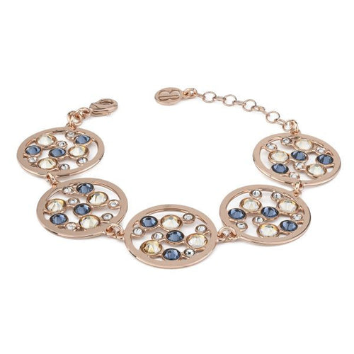 Boccadamo - Bracciale cerchi placcato oro rosa con cristalli crystal, denim blue e golden