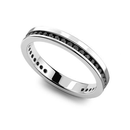 Zancan - Anello a fede in argento con pietre nere