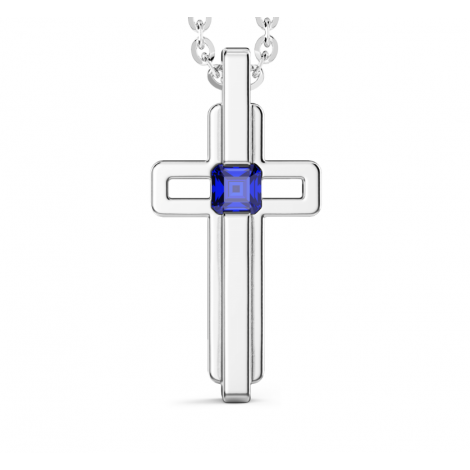 Zancan- Collana croce in argento con pietre naturali