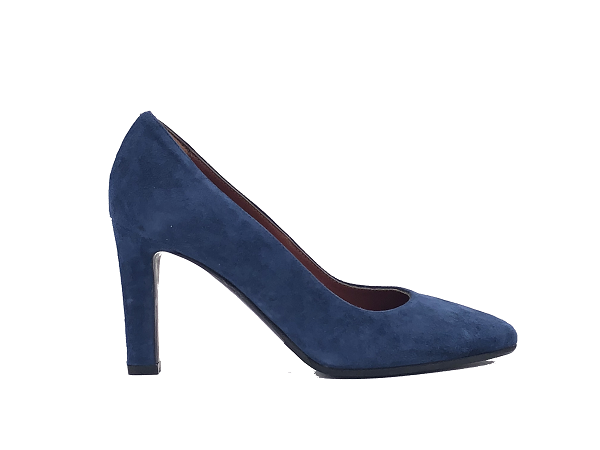 DONNA SOFT Décolleté in suede blu con fondo cuoio MOT824