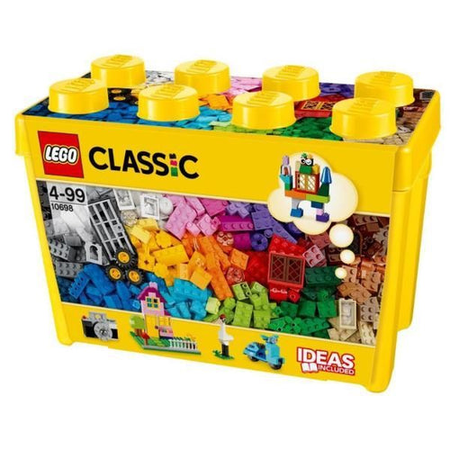 Lego classic 10698 scatola mattoncini creativi grande per costruire macchina fotografica, vespa e ruspa giocattolo