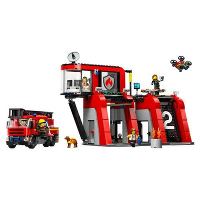 Costruzioni lego 60414 city fire caserma dei pompieri e autopompa