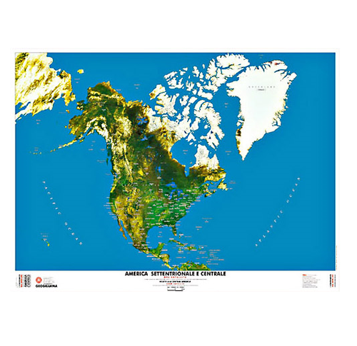 GEOGRAMMA - MAPPA AMERICA SETTENTRIONALE E CENTRALE CARTA SATELLITARE 136,5X100CM scala 1:16.000.000