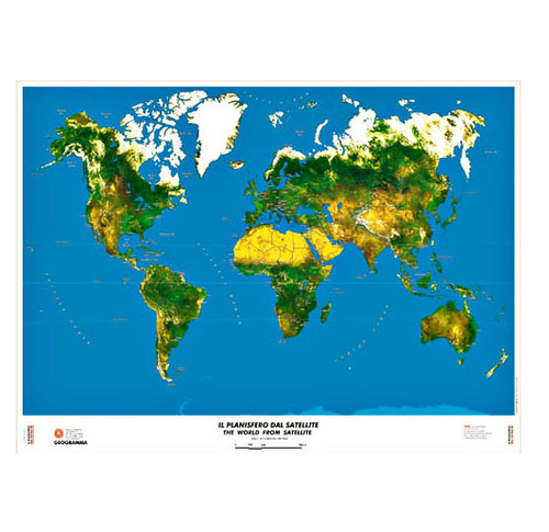 GEOGRAMMA - MAPPA IL PLANISFERO CARTA SATELLITARE 136,5X100CM scala 1:28.000.000