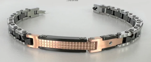 Zancan- Bracciale da uomo in Acciaio e Ceramica nera