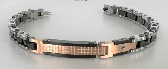Zancan- Bracciale da uomo in Acciaio e Ceramica nera