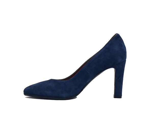 DONNA SOFT Décolleté in suede blu con fondo cuoio MOT824