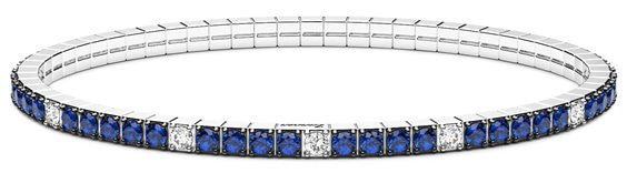 Zancan - Bracciale Uomo Tennis Argento 925 Zirconi blu Elastico