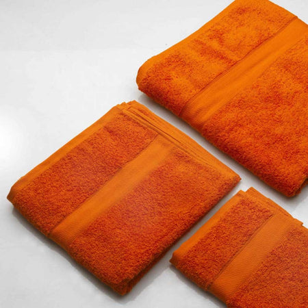 Set di Asciugamani per il bagno in cotone di colore arancio
