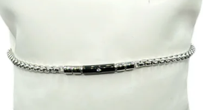 Zancan - Bracciale da Uomo in Acciaio, PVD Nero, con Targa e Zircone Bianco Centrale