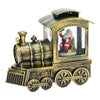 Locomotiva Babbo Natale con glitter led trenino natalizio in plastica marrone 16 cm decorazione natalizia
