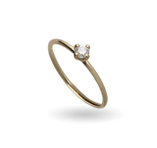 Rubinia Gioielli -  Anello Filodamore in Oro Giallo 9kt con Diamante Bianco 0.14ct