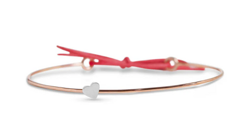 Rubinia Gioielli -  Bracciale Filodamore in Oro Rosa 9kt e Cuore Piccolo in Argento 925