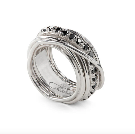 Rubinia Gioielli -  Anello Filodellavita Rock 13 fili in Argento 925 e Diamanti Black