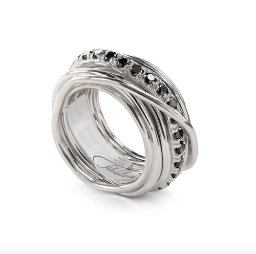 Rubinia Gioielli -  Anello Filodellavita Rock 13 fili in Argento 925 e Diamanti Black