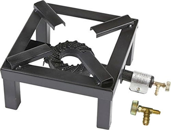 FORNELLONE A GAS BOMBOLA CM 30 X 30 IN METALLO NERO + RUBINETTO GAS METANO