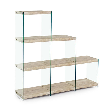 Libreria moderna "Sury Stretta" in vetro e legno di design per cameretta ed ufficio